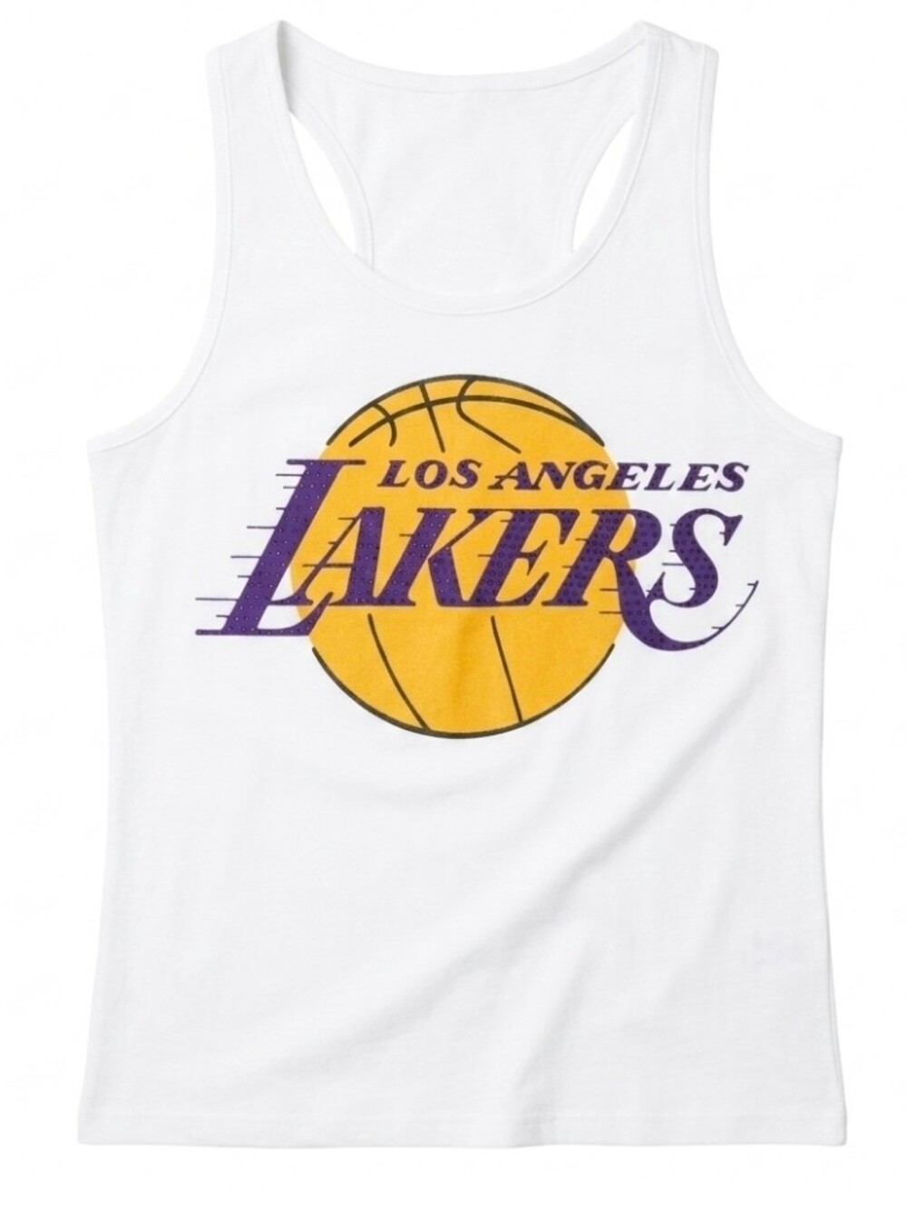 Los Angeles Lakers Racerback Graphic Woman's Tank Top with purple rhinestones